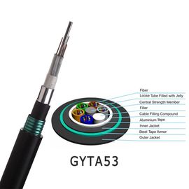 Kualitas  96core GYTA53 Loose Tube Stranding Direct Burial Double Armored Outdoor Fiber Optic Cable pabrik