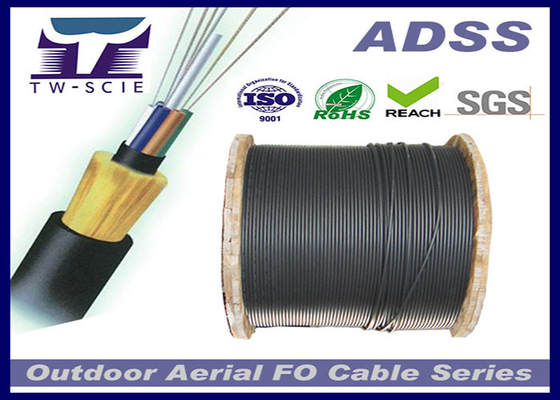Kabel Serat Optik Lapis Baja ADSS OEM Dielektrik Tinggi Fleksibel Tidak Ada Bahan Logam Dalam Struktur