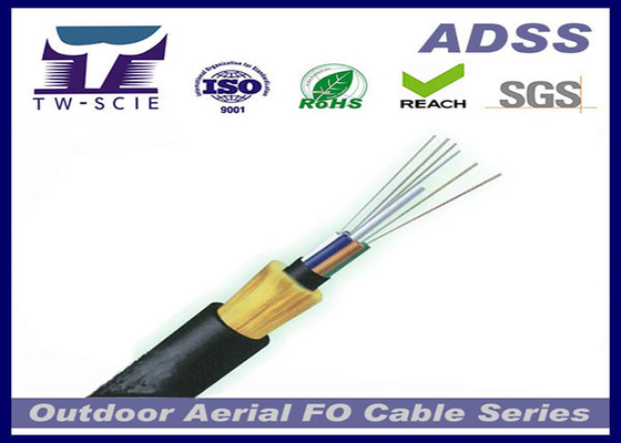 China Long Span Aramid Benang Kekuatan Kabel Serat Optik Lapis Baja Self Support Aerial ADSS