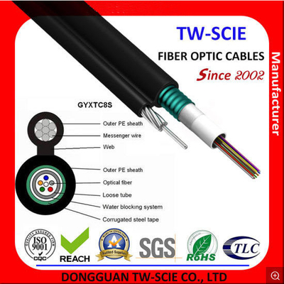Kabel Serat Optik Lapis Baja Dukungan Diri Tabung Longgar 8 Gambar Desain Penampang