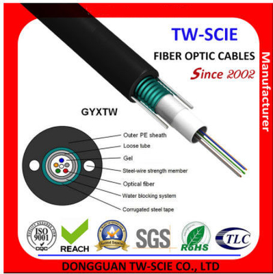 4f 50 / 125Mm GYXTW Kabel Serat Optik Udara Dengan Struktur Lapis Baja Ringan Unitube