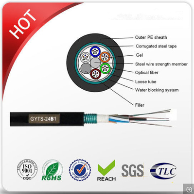 96 core GYTS PE Jacket Stranded Outdoor Fiber Optic Cable untuk Aerial dan Duct