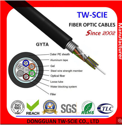 1-144 Core GYTA G652D Tabung Longgar Terlindung Kabel Serat Optik Terdampar Umur Lebih Lama