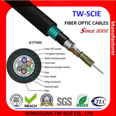 48 Inti Kabel Serat Optik Pemakaman Langsung GYTA53 Kabel Lapis Baja Fleksibel Dengan Sistem Pemblokiran Air Yang Baik