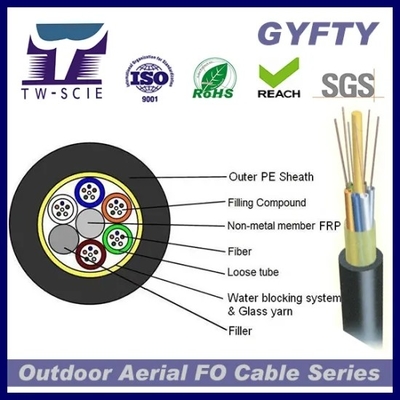 GYFTY-FS Multi Core Outdoor Aerial Glass Yarn Kabel Ethernet Serat Optik Lapis Baja