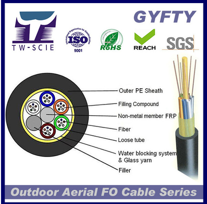GYFTY 24cores FRP Loose Tube Pita Luar Kabel Jaringan Serat Optik Non-lapis baja