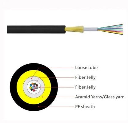 Kabel ADSS Dengan Jaket PE/AT 24 48 96 144 Kabel Serat Optik Single Sheath Outdoor ADSS