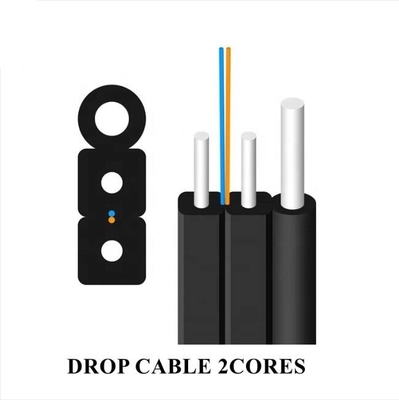 Hot Dip Galvanized FTTH Drop Cable Dengan Bentuk Disesuaikan PE PVC LSZH HDPE Jacket 0.45mm Baja