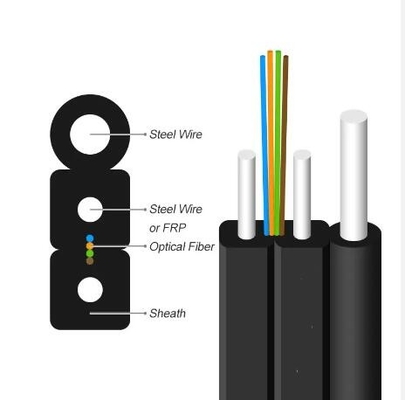 Kabel FTTH Drop Self-Supporting 1 Core To 4 Cores Kabel Serat Optik Luar Ruang