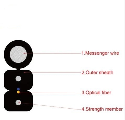 Kabel FTTH Drop Self-Supporting 1 Core To 4 Cores Kabel Serat Optik Luar Ruang