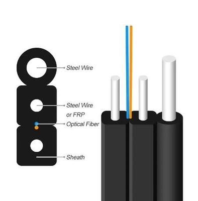 FTTH Indoor Outdoor GJYXCH Optical Fiber Optic Drop Cable FRP/Steel G657A 1 2 4 Core Single Mode LSZH Jacket Fiber Optic