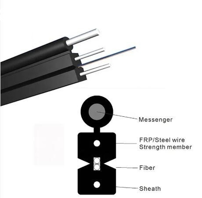 Outdoor 1 Core 2 Core 4 Core Steel Wire Drop Fiber Optic Cable Untuk FTTH