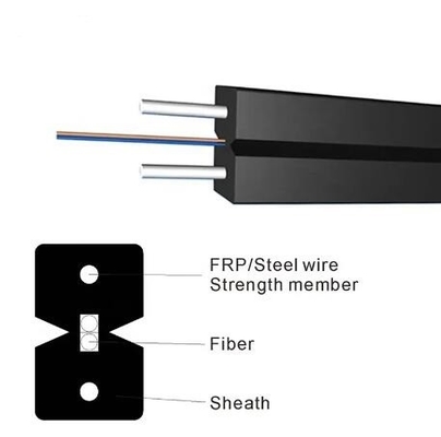 Outdoor 1 Core 2 Core 4 Core Steel Wire Drop Fiber Optic Cable Untuk FTTH
