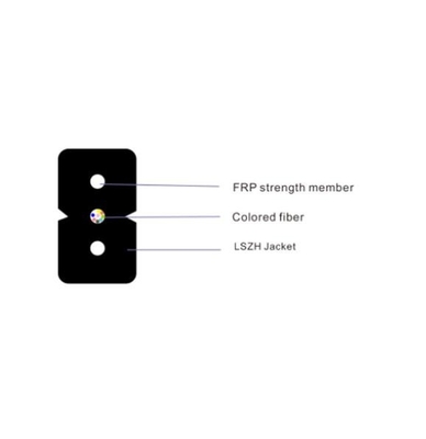 Kabel FTTH Drop Indoor, FRP Strength Memeber, 1-12F,Pilihan OS2/OM2/OM3/OM4,LSZH