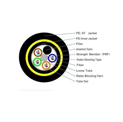 Jaket Tunggal/Ganda Luar Ruangan Aerial 2 Hingga 144 Core Sm G652D Kabel Serat Optik ADSS Swadaya