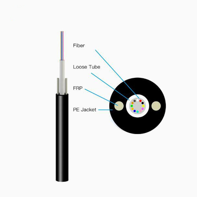 Outdoor Armored Single Mode Fiber Optic Cable Dengan G652D Fiber HDPE Jacket GYXTW