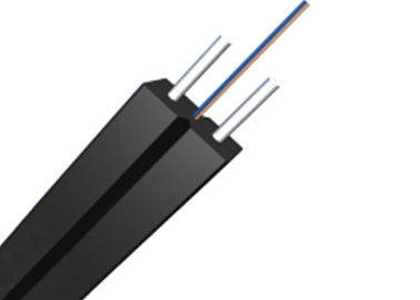 1-24 Core SM G657A1 lapis baja Fiber Drop Cable jaringan FTTH LSZH Black Jacket untuk Indoor