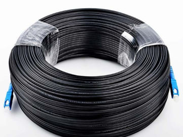 Kabel dalam ruangan serat optik Kabel drop FTTH Jaket Hitam dengan serat G657A1 untuk dalam ruangan