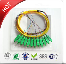 LC/PC Multi Mode Om3 12core Mini Breakout Cable 3m Pigtail-G kuning bahan PVC diameter 2.0mm