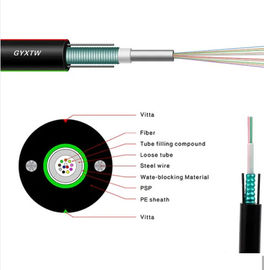 GYXTW Central Loose Tube Fiber Optic Cable Kekuatan tinggi Hidrolisis tahan dengan PE lapisan luar