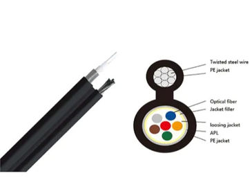 Central Loose Tube Gambar 8 Kabel Udara Pendukung Mandiri Warna Hitam Sendiri, 12 Inti F untuk Luar Ruangan