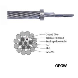 24 core OPGW Composite Overhead Ground Wire ACS OPGW stainless steel berkualitas baik Kabel Serat Optik