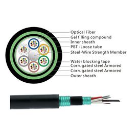 96 Cores Kabel Serat Optik Lapis Baja GYTS53 Kabel Lapis Baja Tabung Terdampar Langsung Terdampar