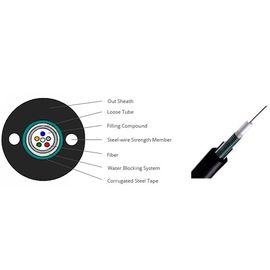 GYXTW 6 Core Single Mode Central Loose Tube Aerial dan Duct Outdoor Rated Fiber Optic Cable