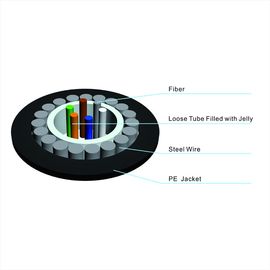 OEM GYXTY 12 Core Black PE Outer Central Loose Tube Outdoor Aerial dan Duct Kabel Serat Optik SM