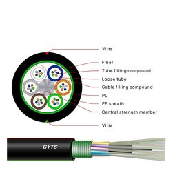 Loose Tube Stranded GYTS Outdoor Aerial and Duct 12 Core Single Mode Fiber Optic Cable