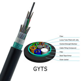 Loose Tube Stranded GYTS Outdoor Aerial dan Duct 72 Core Single Mode Kabel Kawat Serat Optik