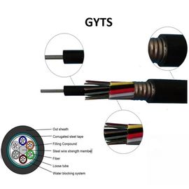 96 core GYTS PE Jacket Stranded Outdoor Fiber Optic Cable untuk Aerial dan Duct