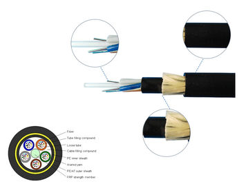 Black 96 Cores ADSS Breakout Fiber Optic Cable Selubung Luar Ganda Untuk Telekomunikasi Daya