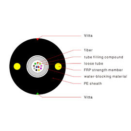 GYFTY 8 Core Outdoor Fiber Optic Cable Central Loose Tube dengan FRP untuk outdoor