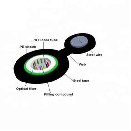 GYXTC8S HDPE hitam luar Selubung Luar Kabel Serat Optik Uni-tabung Gambar 8 Bentuk Single Wire Messenger