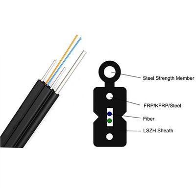 FTTH Drop Cable 1 2 4 Core LSZH Sheath Bow Type Fiber Optik Dalam Jaringan Komputer