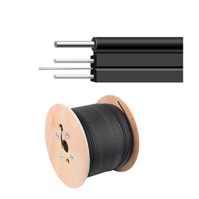 1-24 Core SM G657A1 lapis baja Fiber Drop Cable jaringan FTTH LSZH Black Jacket untuk Indoor