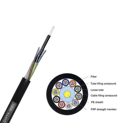 Black Aerial Single Mode GYFTY 6/12/24 Pasang FRP Kabel Serat Optik Tabung Longgar
