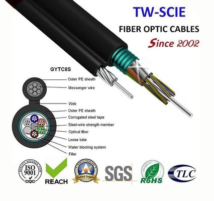 OEM 8 12 24 Core FIG8 Self Supporting Aerial Gambar 8 Kabel Serat Optik (GYTC8S)