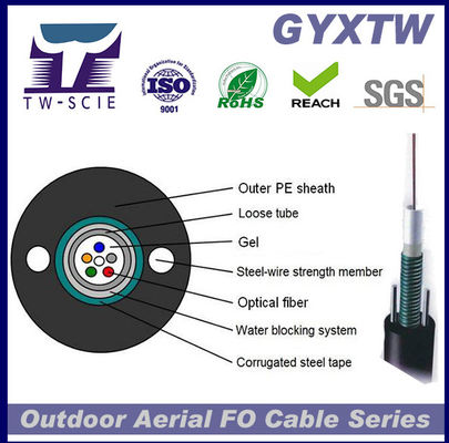 GYXTW 12 Core Armored Fiber Optic Cable Diameter Kecil Fleksibel
