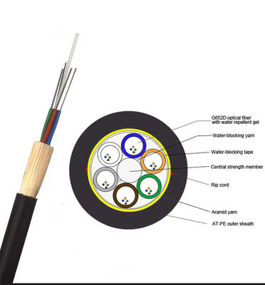 OEM 6 Core Double Sheath Loose Tube Kembali Mendukung Kabel Udara Kabel Serat Optik ADSS Non-Logam Seumur Hidup Panjang