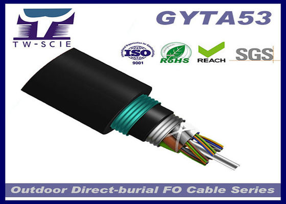 Double Black Jacket Outdoor Fiber Optic Armored Cable Mositure Proof Untuk Komunikasi