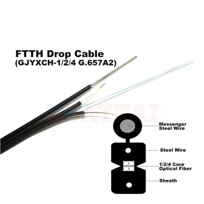 Ebocom Steel Wire FTTH Drop Cable Hot Dip Galvanized untuk Transmisi Data yang Kuat