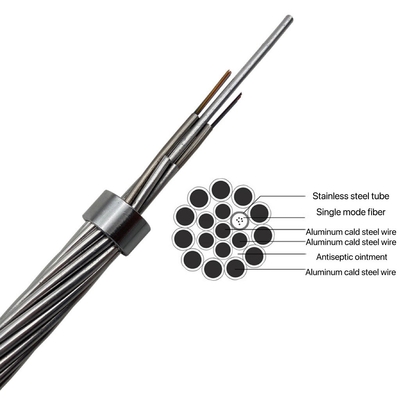 36 Kabel Serat Optik Inti OPGW Kabel Komunikasi Pendukung Mandiri untuk Penggantian kabel arde aerail