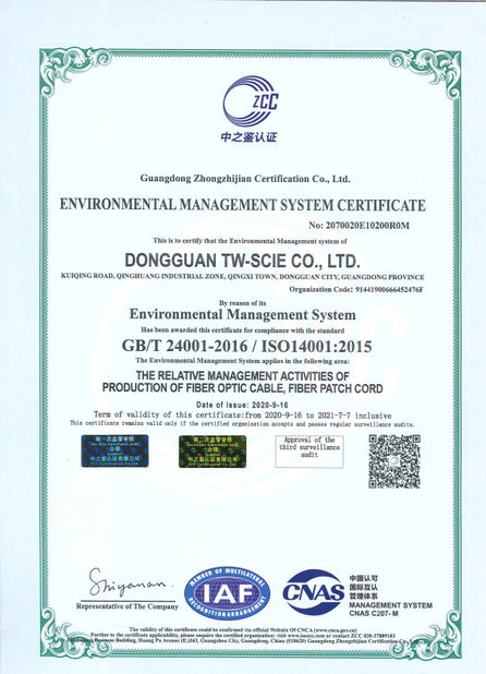 CINA DONGGUAN TW-SCIE CO., LTD. Sertifikasi